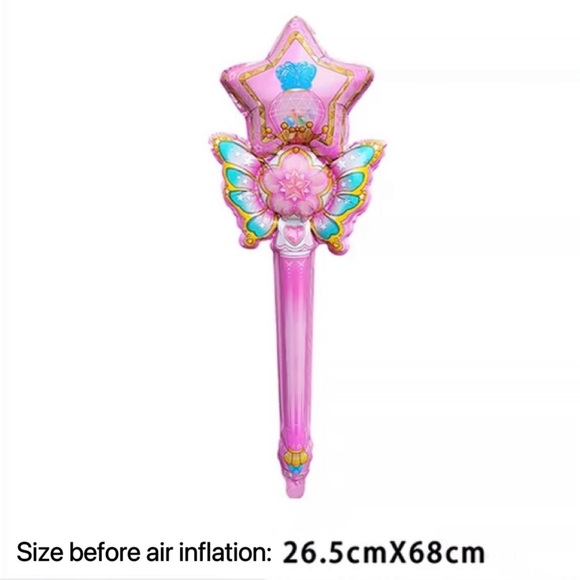 🆕5 sets Pink Fairy Foil Balloon 3-piece: fairy wing+crown+wand - Picture 5 of 5